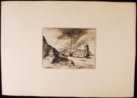 Istókovits Kálmán (1898-1990): Lánchíd 1946. Rézkarc, papír, jelzett a karcon, 15×19 cm