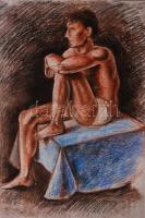 Kántor jelzéssel: Ülő férfi. Pasztell, papír, 60×43 cm