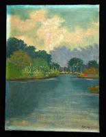 Balla jelzéssel: Folyó. Olaj, vászon, 69×52 cm