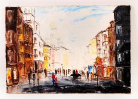 Olvashatatlan jelzéssel: Utca részlet. Olaj, vászon, 35×50 cm