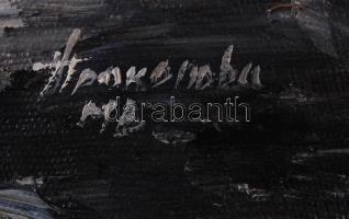 Olvashatatlan jelzéssel: Utca részlet. Olaj, vászon, 35×50 cm