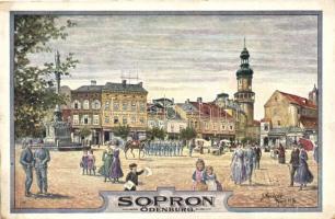 Sopron, Ödenburg; akvarell művészlap s: Kränzle