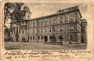 Kolozsvár, Piaristák temploma, egyetem, kiadja Schuster Emil / church, university (EK)