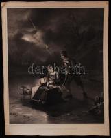 1845 Haanen György: Éji szánkázás. A pesti Műegyesület tagjainak. Kőre metszette Hohe F. Nagyméretű könyomat. Szép állapotban. / Large lithography 46x61 cm