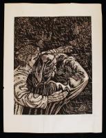 Gy Szabó Béla (1905-1985): Özönvíz. Fametszet, papír, jelzett, 33×26 cm