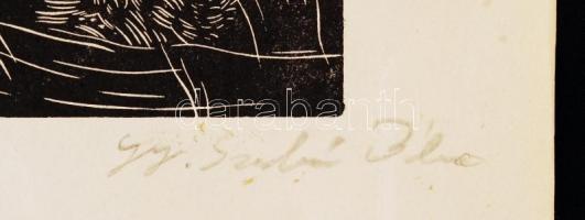 Gy Szabó Béla (1905-1985): Özönvíz. Fametszet, papír, jelzett, 33×26 cm
