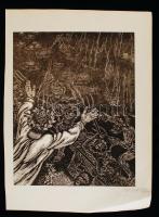 Gy Szabó Béla (1905-1985): Ördögök. Fametszet, papír, jelzett, 33×26 cm