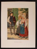 cca 1900 KRajinai népviselet. Szlovének. Litho kép / Krajina, Slovenian folklore litho picture 22x27 cm