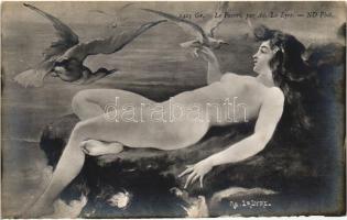 Le Favori / erotic nude art postcard s: Ad. La Lyre