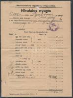 1945 Rákosszentmihály, A nagyközség által autóroncsért kiállított hivatalos nyugta 5 db újjáépítési ...