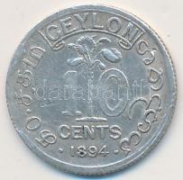Ceylon (Srí Lanka) 1894. 10c Ag T:2- Ceylon (Srí Lanka) 1894. 10 Cents Ag C:VF