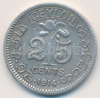 Ceylon (Srí Lanka) 1914. 25c Ag "V. György" T:2-,3 Ceylon (Srí Lanka) 1914. 25 Cents Ag "George V" C:VF,F