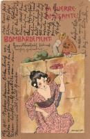 La Guerre Amusante - Bombardement, M. Raschka signed Raphael Kirchner postcard (b)