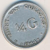 Curacao 1944. 1/4G Ag I. Vilma T:2- Curacao 1944. 1/4 Gulden Ag Wilhelmina I C:VF