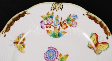 Herendi Viktória mintás szendvicses tányér, kézzel festett, jelzett, hibátlan, d:16,8 cm