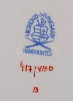 Herendi Viktória mintás szendvicses tál, kézzel festett, jelzett, hibátlan, 25,5×31,5 cm