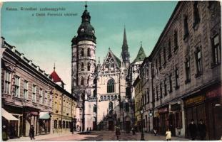 Kassa, Erzsébet székesegyház, Deák Ferenc utca, Friedman és Stern Viktor üzlete / cathedral, street, shops (EK)