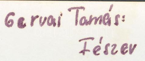 cca 1970 Gervai Tamás (?-1996): Fészer, feliratozott vintage fotómontázs, 24x16 cm