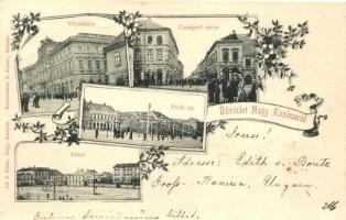 1899 Nagykanizsa, Csengery utca, Főtér, Deák tér; floral
