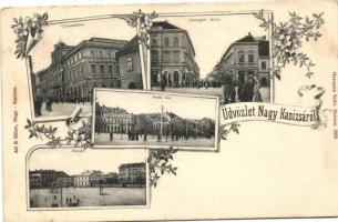 1899 Nagykanizsa, Csengery utca, Főtér, Deák tér; floral (ázott sarok)