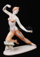 Hollóházi hastáncos, kézzel festett, jelzett, hibátlan, m:24 cm/ Handpainted Hollóházi chinaware figure