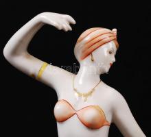 Hollóházi hastáncos, kézzel festett, jelzett, hibátlan, m:24 cm/ Handpainted Hollóházi chinaware fig...