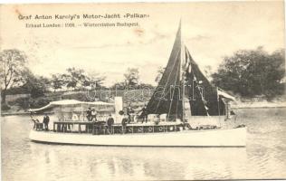 Graf Anton Karolyi's Motor-Jacht 'Pelikan' Winterstation Budapest / Gróf Károlyi Antal motorhajója a Pelikán a budapesti téli kikötőben