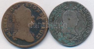 Ausztria/lengyel 1760W 1Kr "Mária Terézia" + Ausztria/magyar 1815B 10Kr Ag "I. Ferenc...