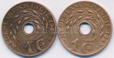 Holland Kelet-India 1945O-P 1c (2x) T:2 Netherlands East Indies 1945O-P 1 Cents (2x) C:XF