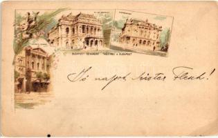 1896 (!) Budapest, Operaház, Népszínház, Nemzeti Színház litho (EK)