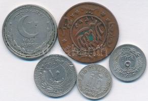 5db vegyes ázsiai fémpénz, közte ezüstök T:vegyes 5pcs of mixed coin from Asia, with silver coins C:mixed