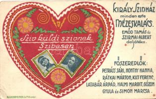 Király Színház, Szív küldi szívnek. Szívesen. / theatre, advertisement (fa)