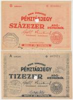 1946. 10.000AP nem kamatozó Pénztárjegy, "Másra Át Nem Ruházható" és "Gyula 946. JUN....