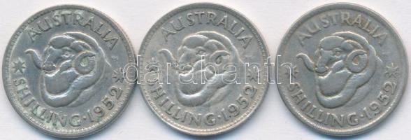 Ausztrália 1952. 1Sh Ag "VI. György" (3x) T:2-,3  Australia 1952. Shilling Ag "George VI" (3x) C:F,VG