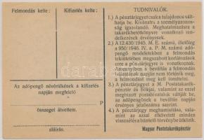 1946. 10.000AP nem kamatozó Pénztárjegy "Másra Át Nem Ruházható" nélkül és számozás nélkül...