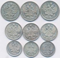 Oroszország 1915-1916. 10k Ag (3x) + 1915-1916. 15k Ag (3x) + 1910-1915. 20k Ag (3x) T:2,2-
Russia 1...