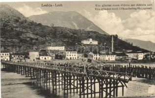 Lezhja-Lesh, temporary bridge with soldiers