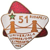 1966. "51. Nemzetközi Eszperantó Kongresszus Budapest" zománcozott jelvény T:1-,2