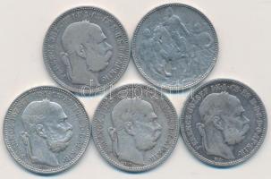 1892-1896. 1K Ag "Ferenc József" (5x) csak klf évszámmal T:2-,3
