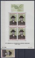 Death anniversary of Konrad Ade-nauer stamp + block, Konrad Ade-nauer halálának évfordulója bélyeg + blokk