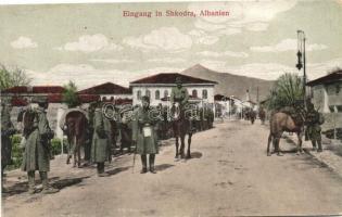 Shkoder, Shkodra; Eingang in Shkodra / entering troops, WWI (Rb)