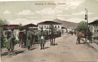 Shkoder, Shkodra; Eingang in Shkodra / entering troops, WWI (Rb)