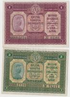 Olaszország/Velence/osztrák-magyar megszállás 1918. 1L + 2L T:II,III Italy/Venice/Austrian-Hungarian occupation 1918. 1 Lire + 2 Lire C:VF,F