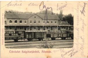 Salgótarján, vasútállomás, tehervonatok, kiadja Polacsek József (EK)