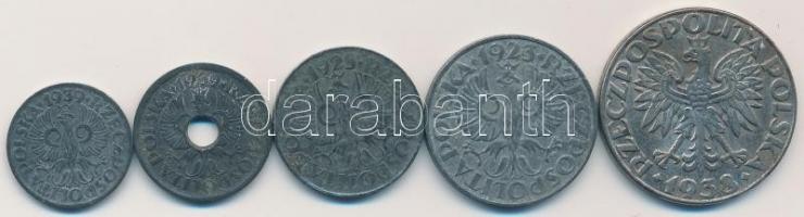 Lengyelország 1923. 10Gr + 20Gr + Lengyelország / német megszállás 1938. 50Gr + 1939. 1Gr + 5Gr T:2-...