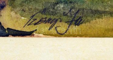 Szőnyi Jenő (1902-?): Váci kő híd.  Akvarell, papír, jelzett, üvegezett kerteben, 18×27 cm