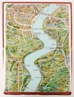 cca 1900 Rheinlauf von Mainz bis Köln. Kihajtató litho leporello / Litho fold-out