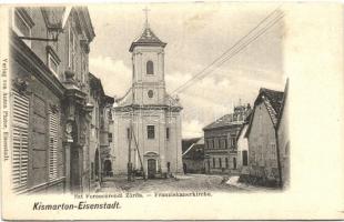 Kismarton, Eisenstadt; Szent Ferenczrendi zárda. Anton Pinter kiadása / Franziskanerkirche / church, nunnery