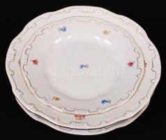 Zsolnay tányér készlet, matricás, jelzett, hibátlan, összesen:18 db
