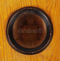 Régi fa fényképnézegető doboz nagyító lencsével, benne 1 db fotóval, 21x14x6 cm